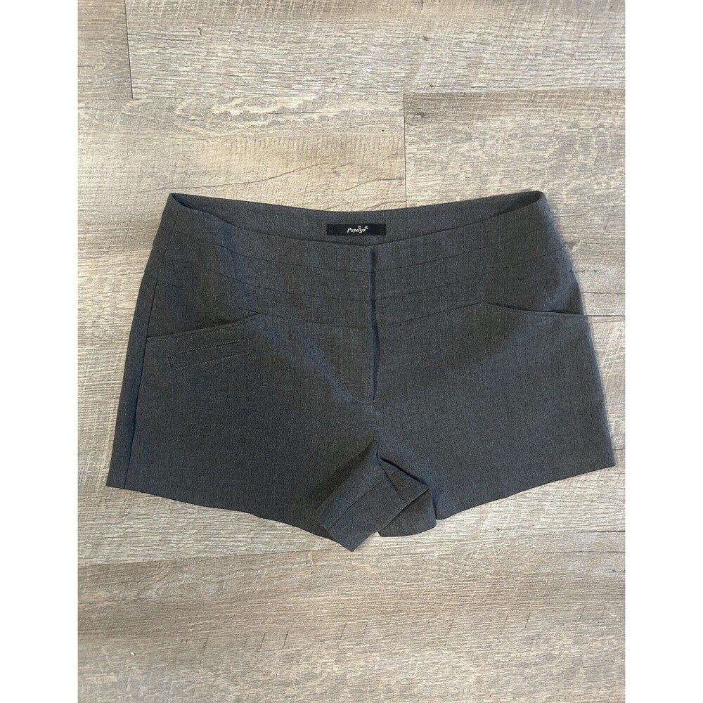 Papaya Gray Dress Shorts High Waisted Wide Band Trouser Shorts Cuffed Medium M